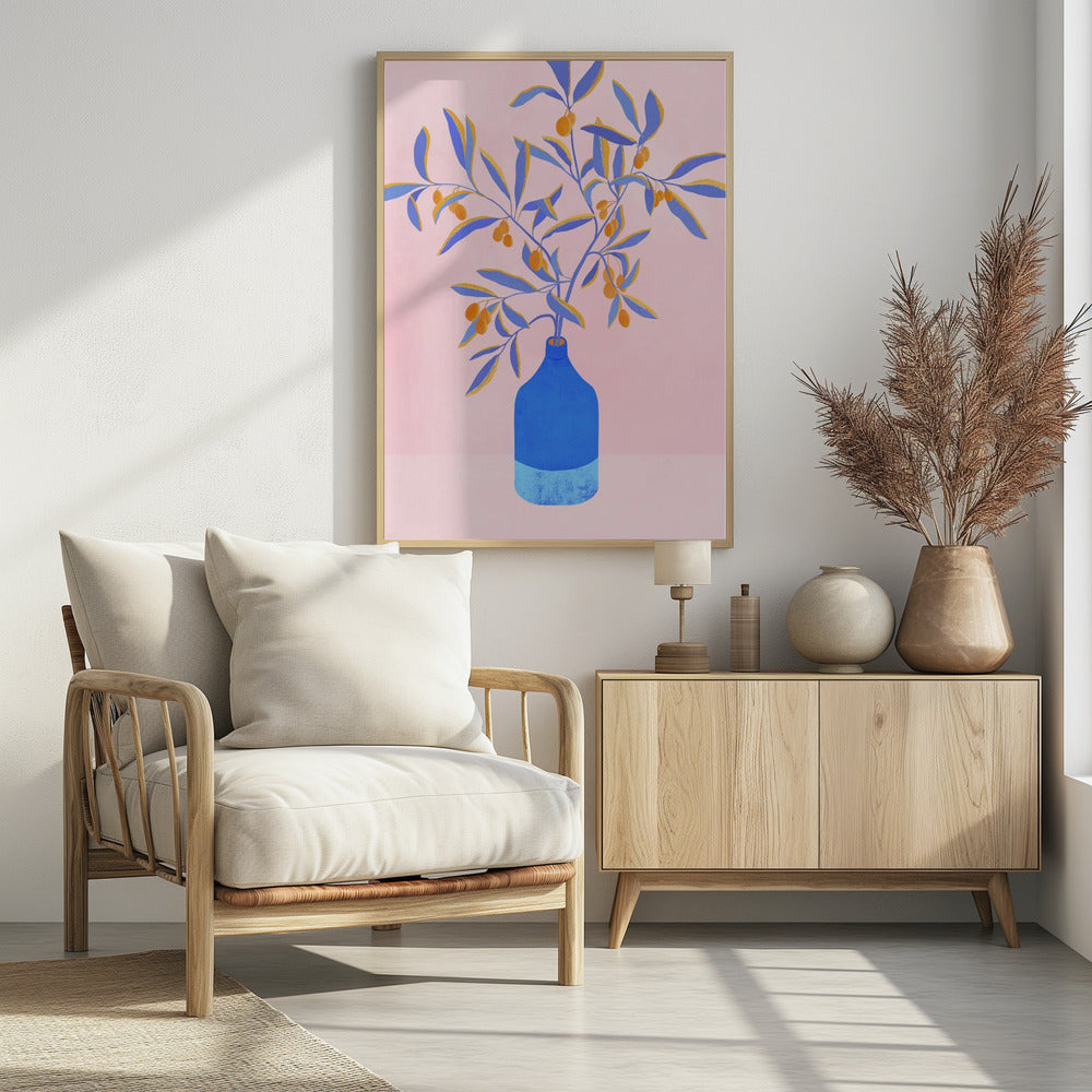 Stilleven met blauwe takken | Poster