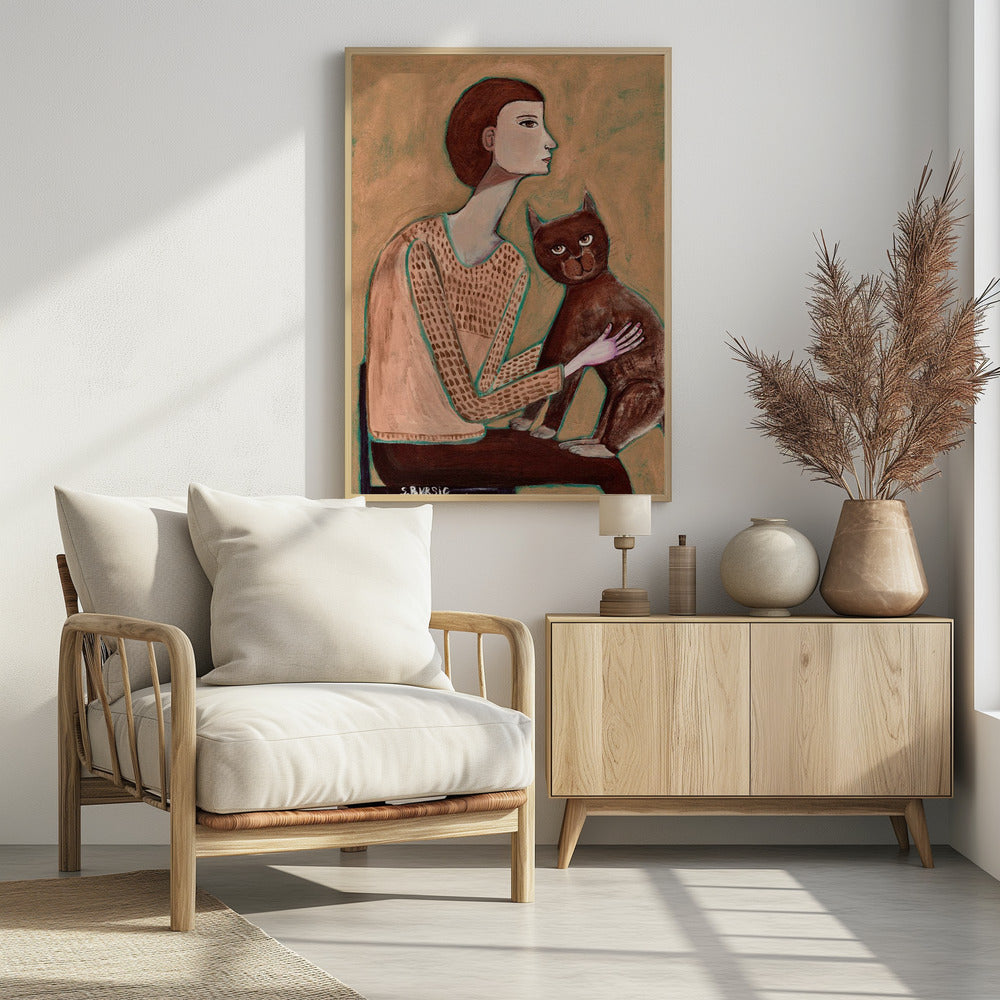 Woman with cat | Poster