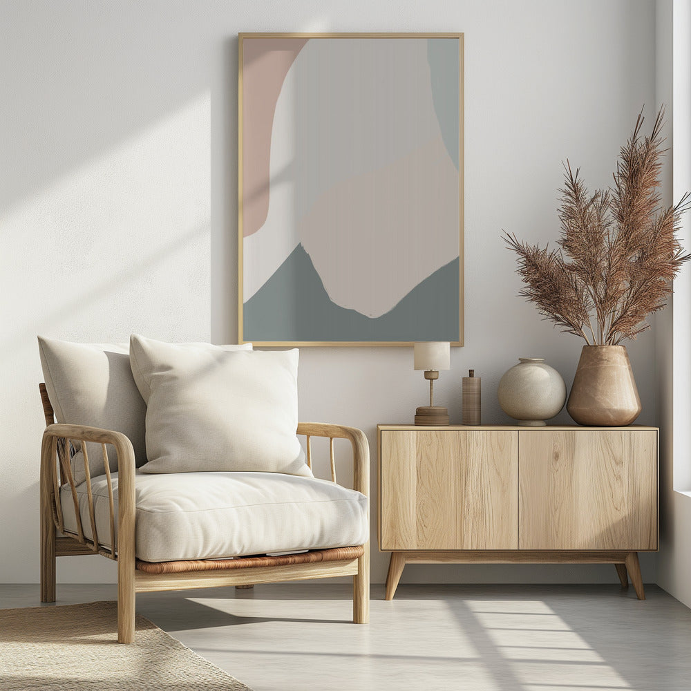 Rustgevende beige abstract | Poster