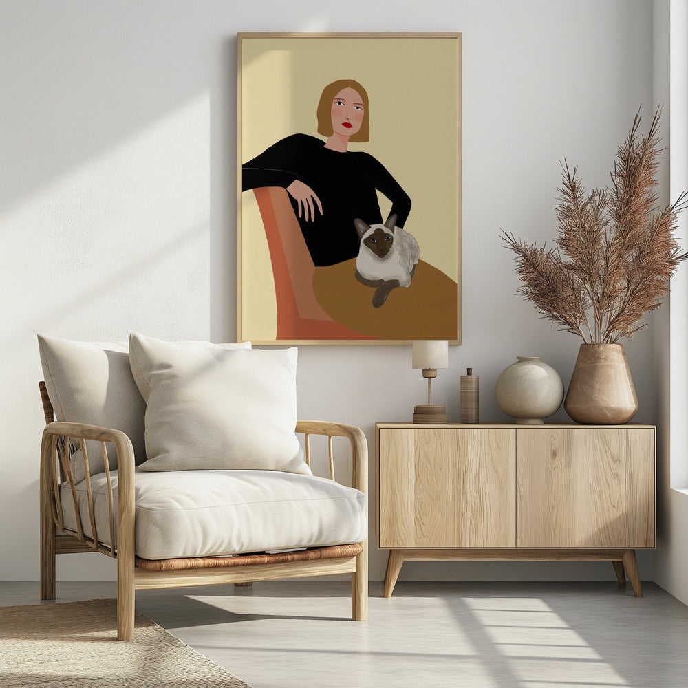 Dame met kat | Poster