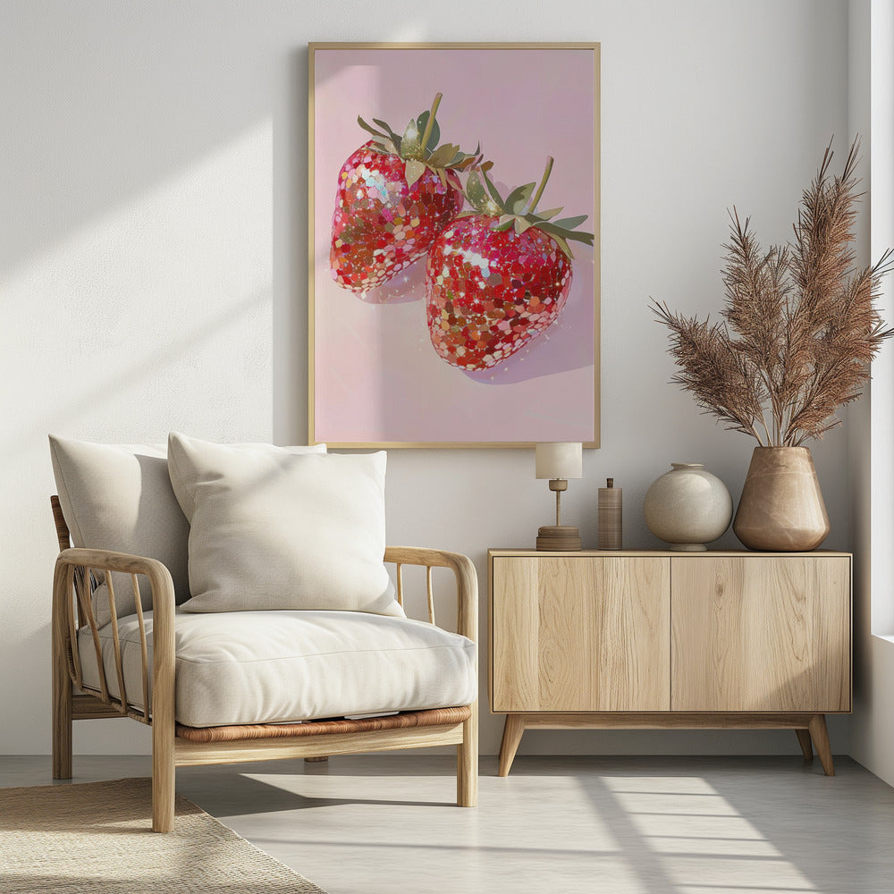 Mousserende Aardbeien | Poster