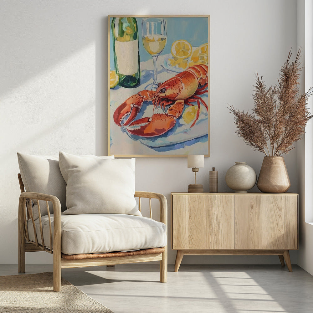 Stilleven met kreeft en wijn | Poster