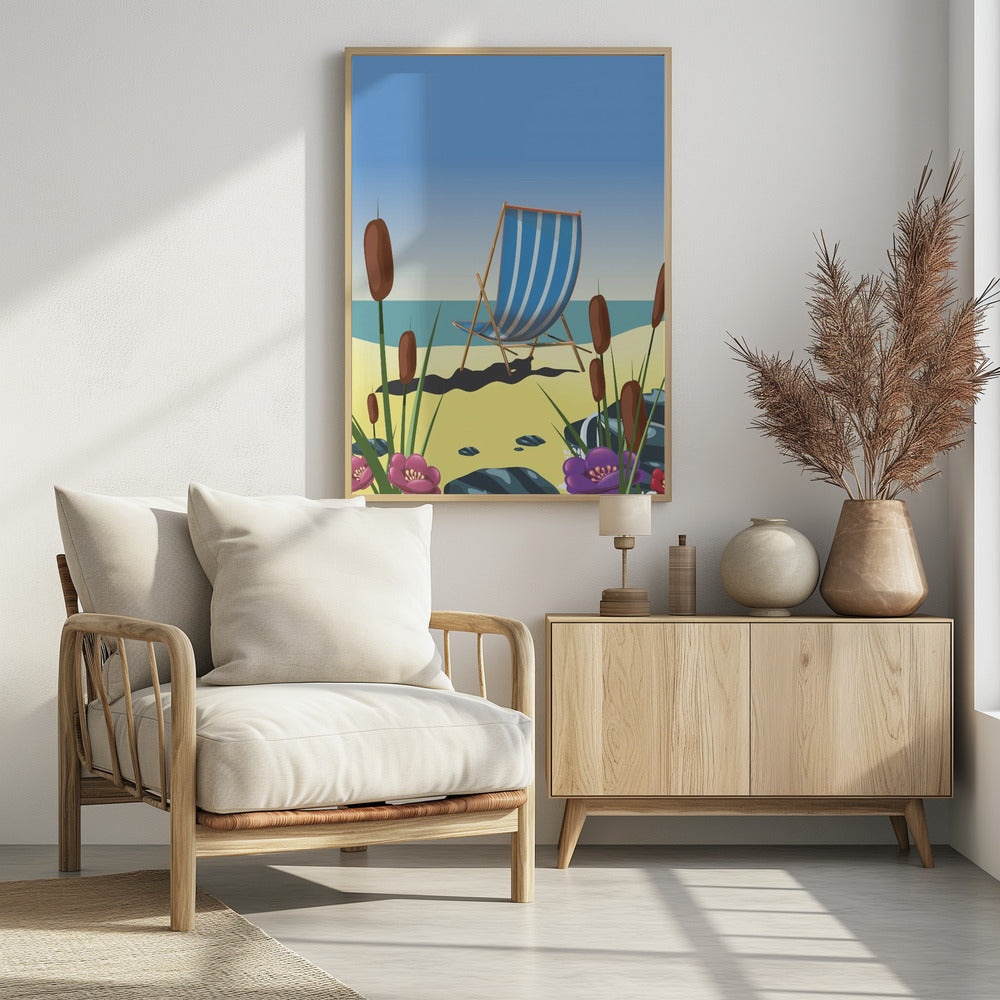 Ligstoel aan zee | Poster