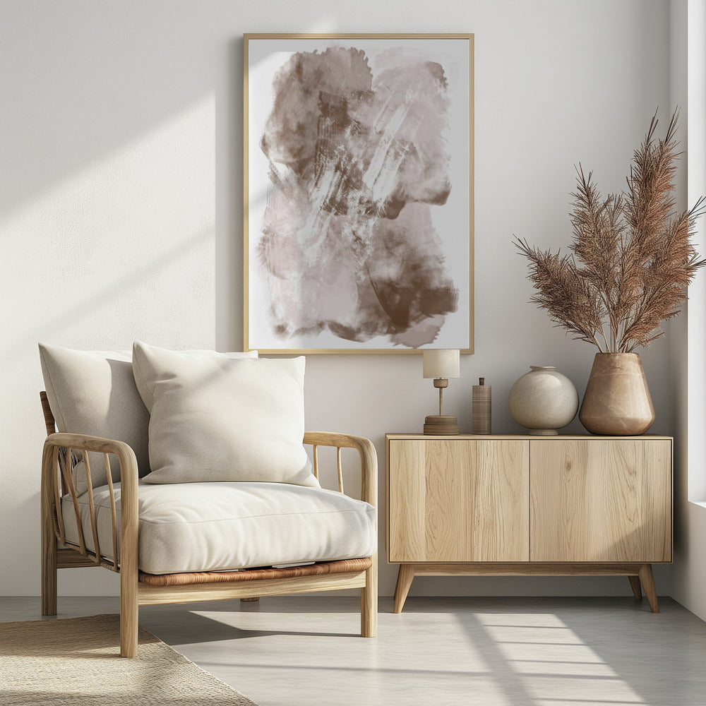 Abstract kunstwerk met zachte beige en bruine tinten | Poster