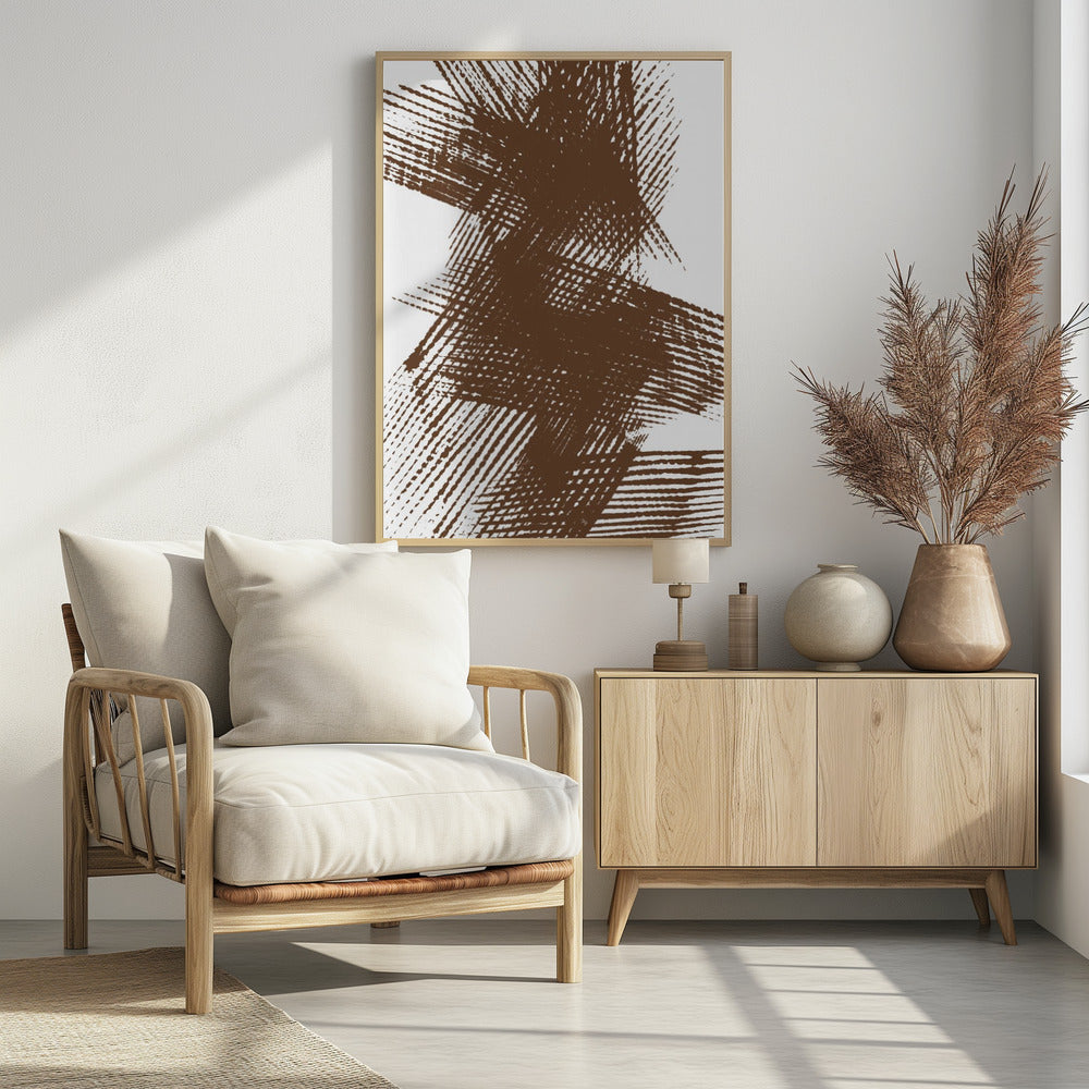 Abstracte bruine kruisende lijnen | Poster