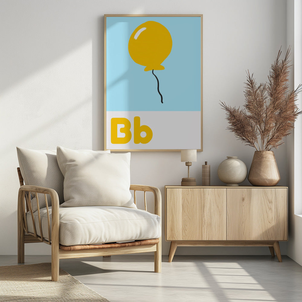 Gele ballonzweefwagen | Poster