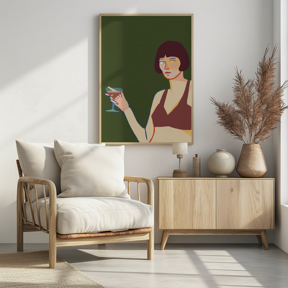 Dame met cocktailmartini | Poster