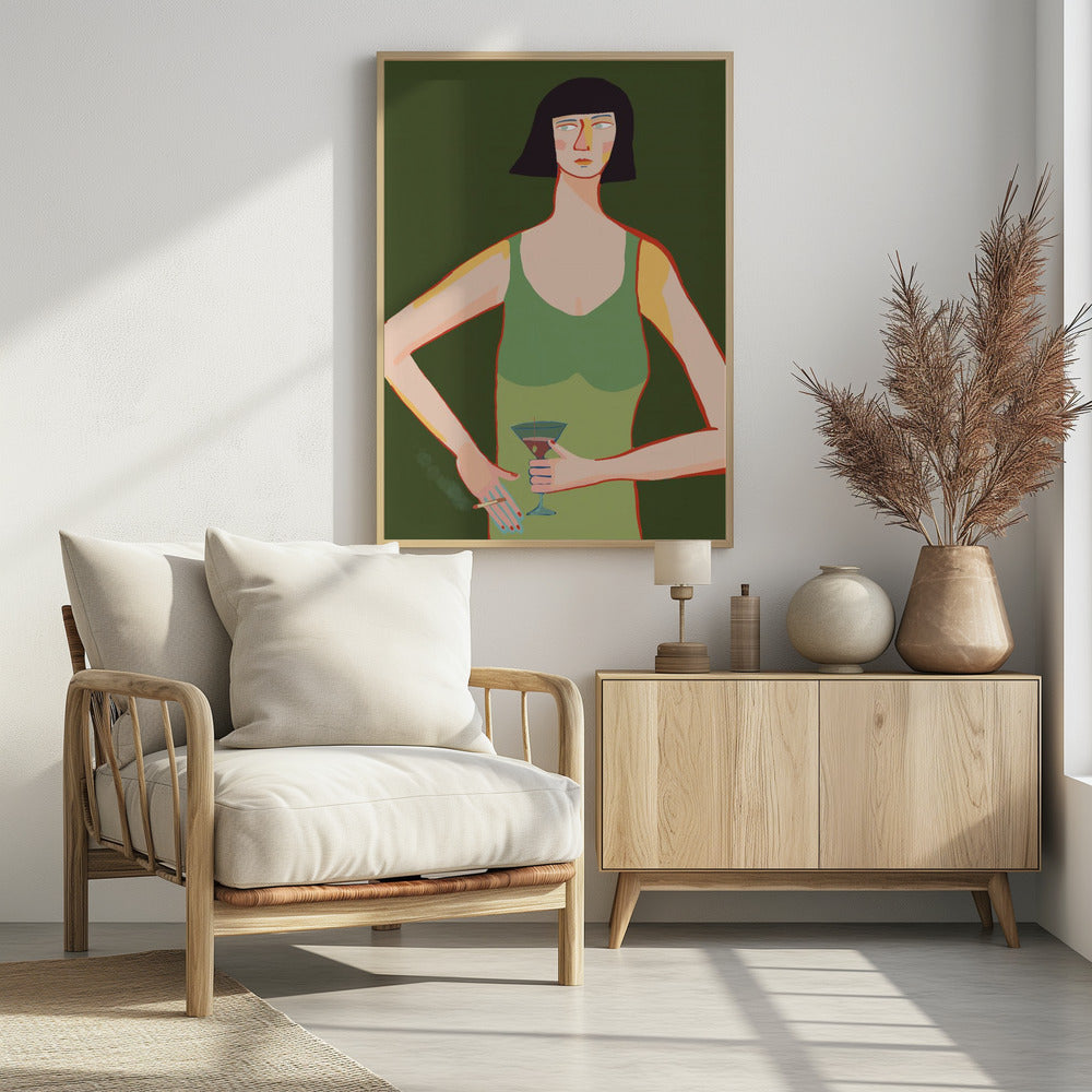 Dame met cocktail | Poster