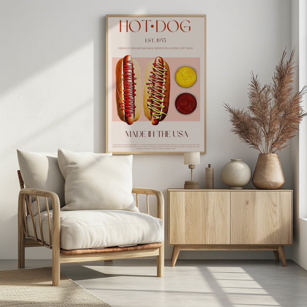 Hotdogs met mosterd en ketchup | Poster