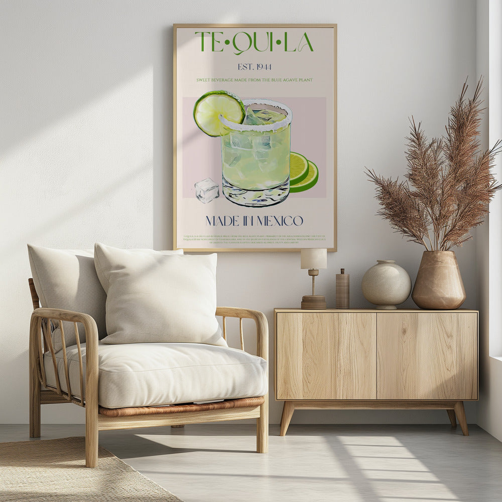 Tequiladrank met limoen en ijs | Poster