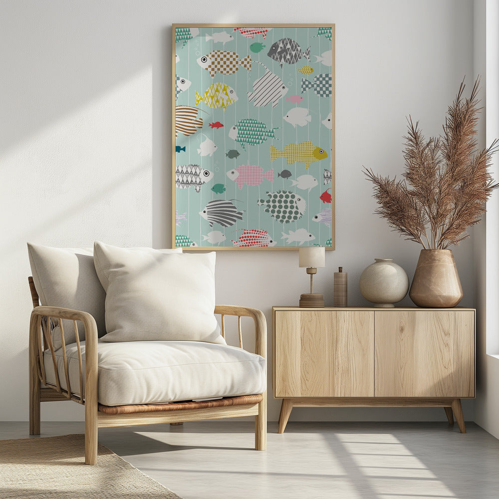 Verse vis op muntpatroon | Poster