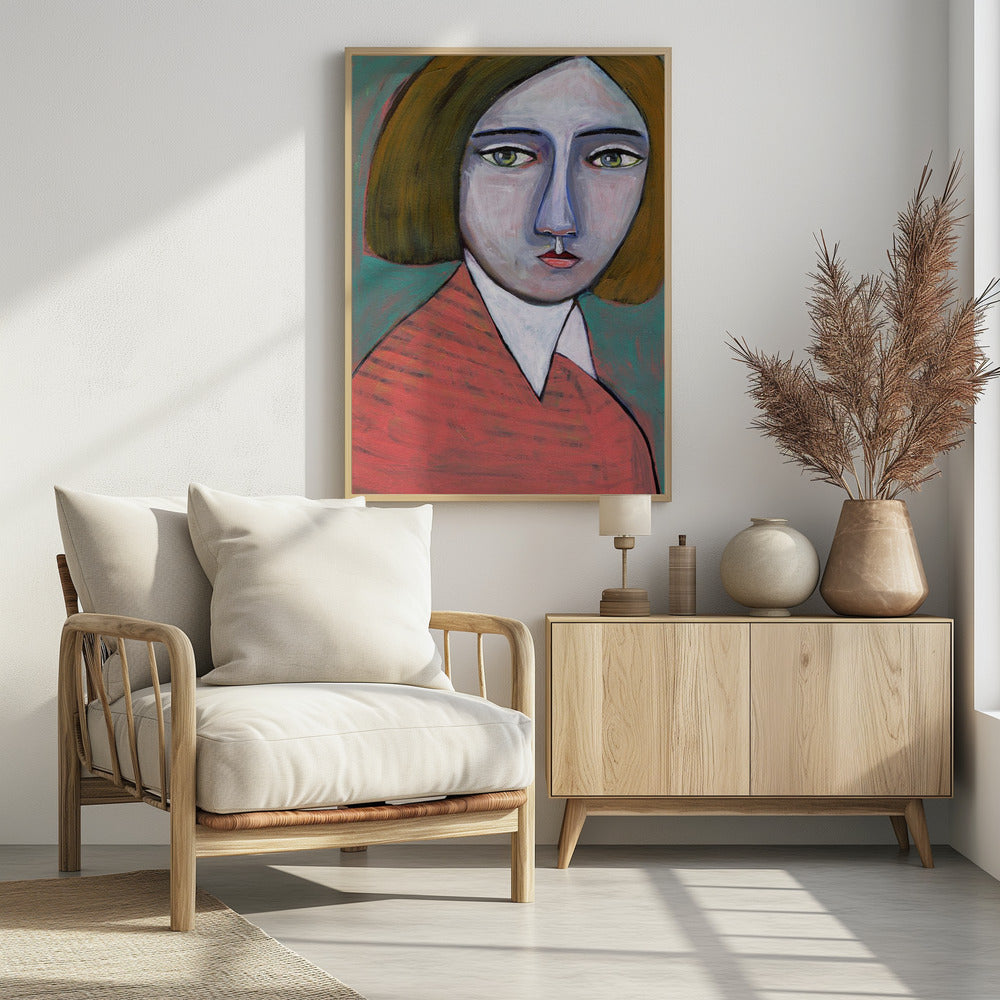 Dame in meloen trui | Poster