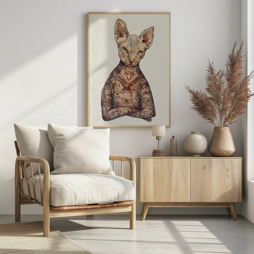 Stijlvolle tatoeage kat | Poster