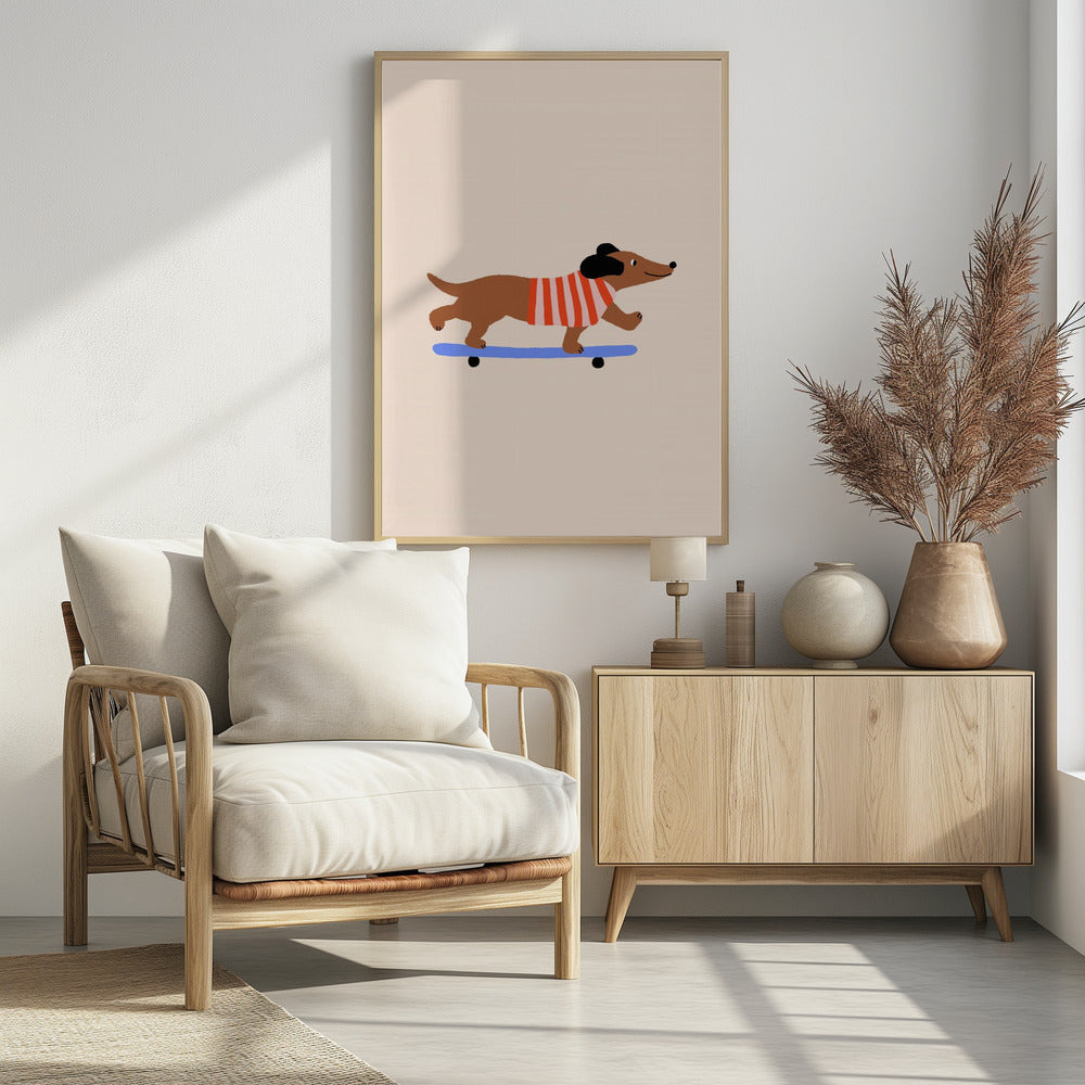 Teckel op skateboard | Poster
