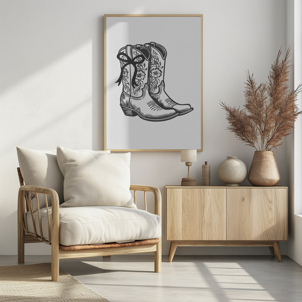 Zwarte cowgirllaarzen met strik | Poster