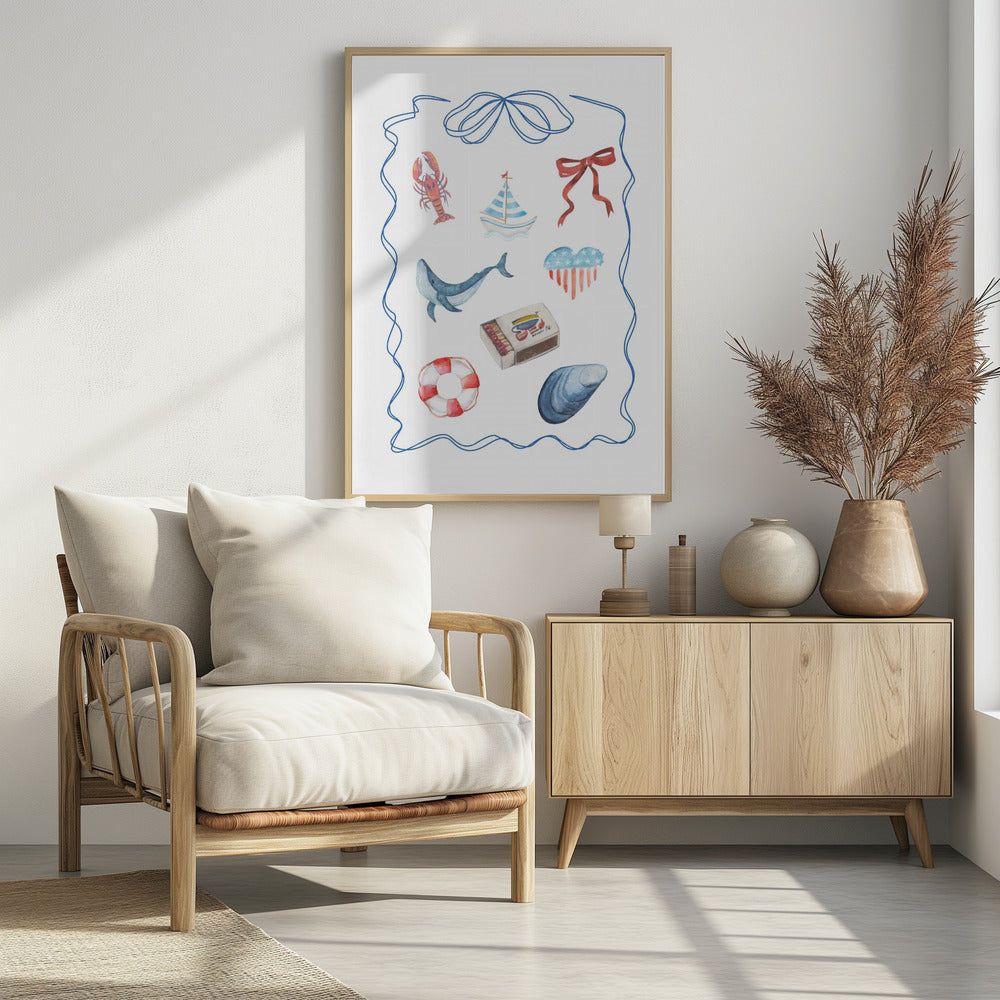 Aquarelkunstwerk met nautisch thema | Poster