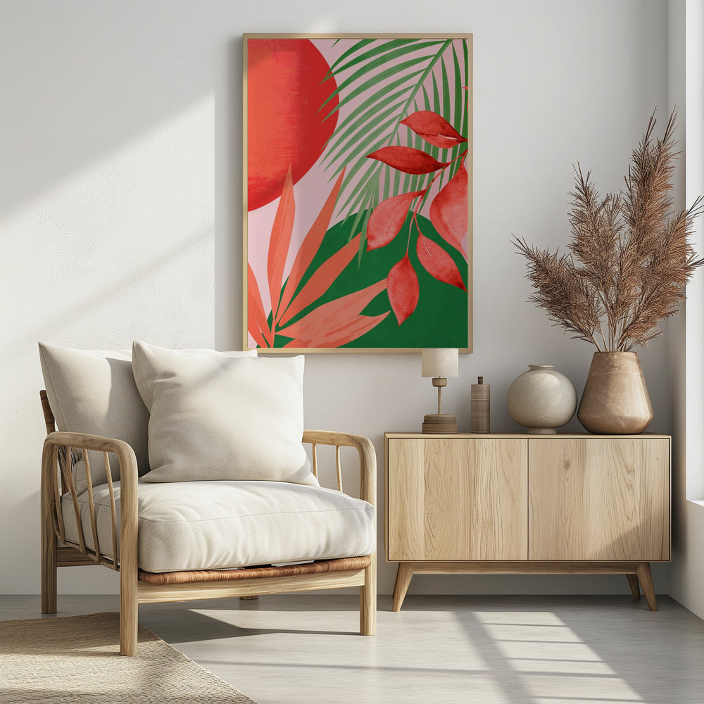 Abstracte kunst tropische tuin | Poster