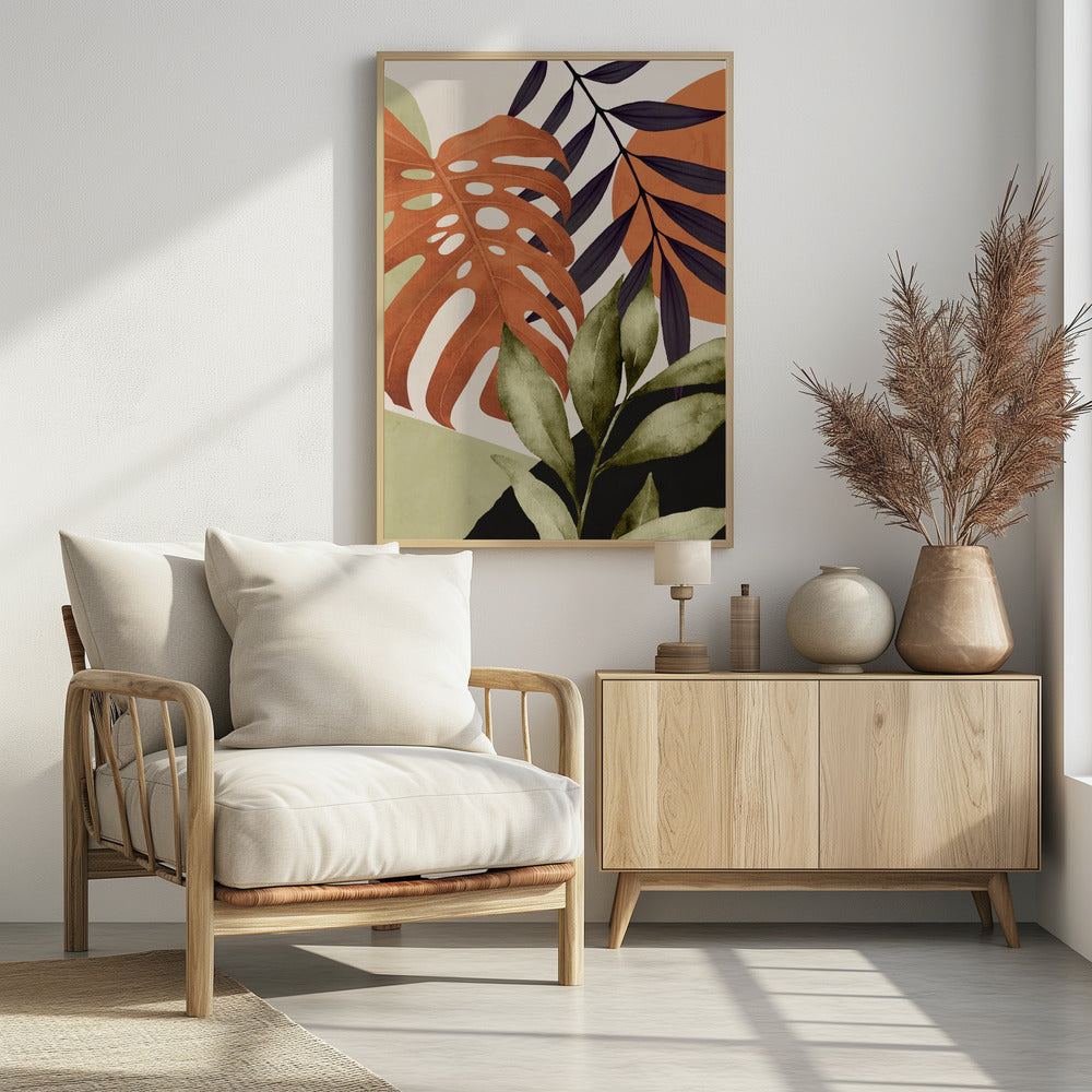 Abstracte kunst tropische bladeren | Poster
