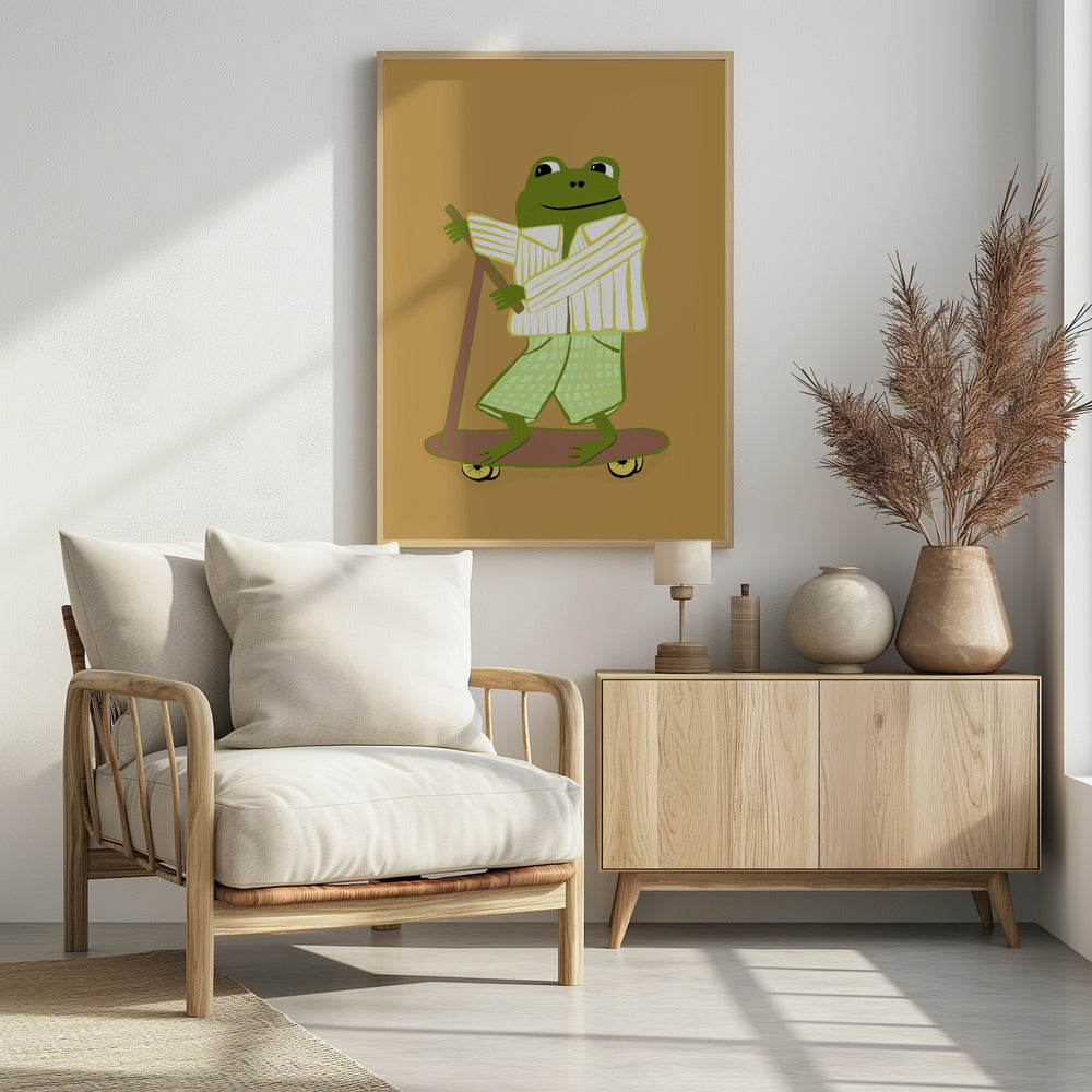 Kikker op scooter | Poster