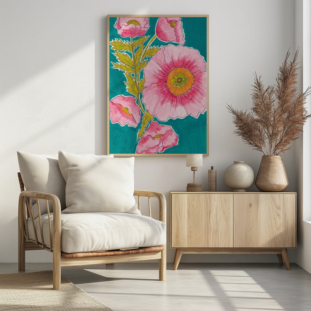 Watercolor Floral in Pink and Green by Alyssa Hamilton Art | Poster