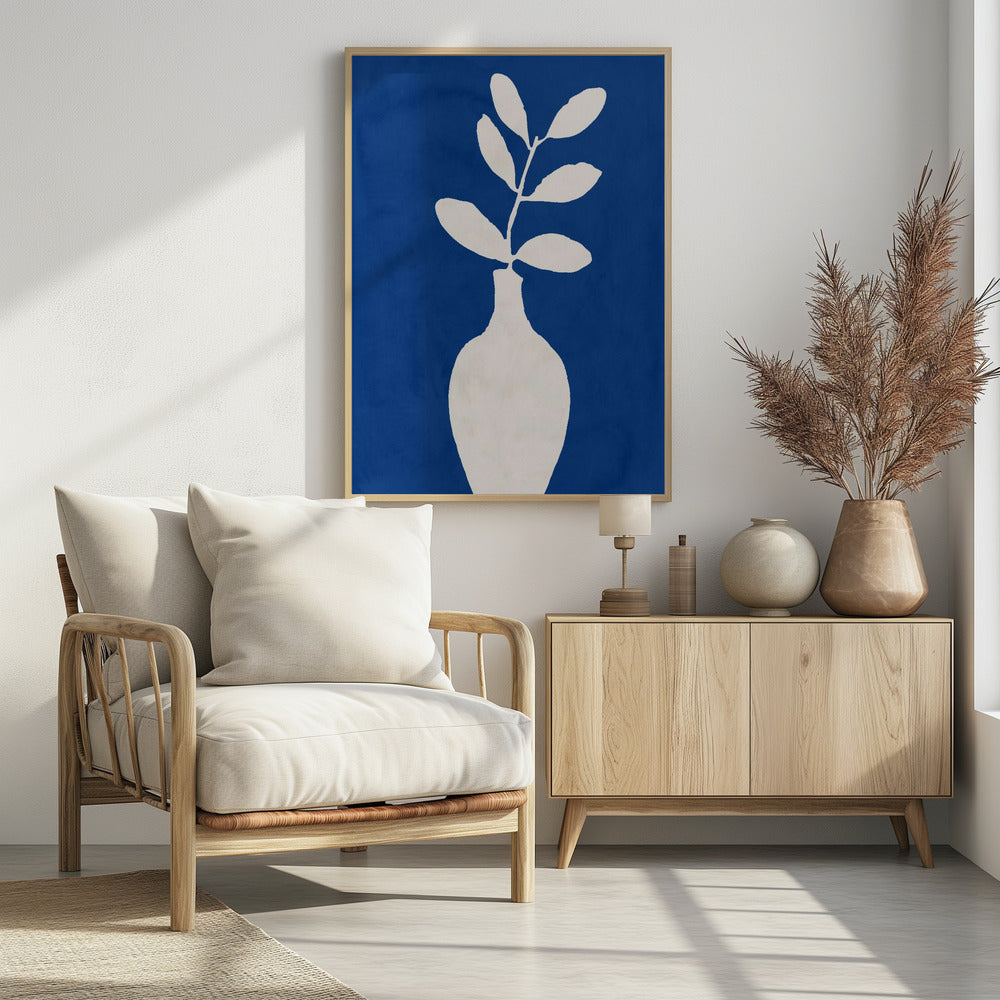 White Vase and Leaves | Poster