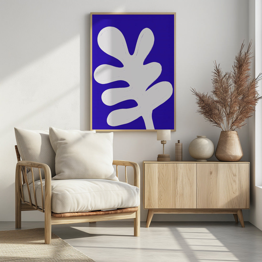 Leaf on Blue Canvas | Poster