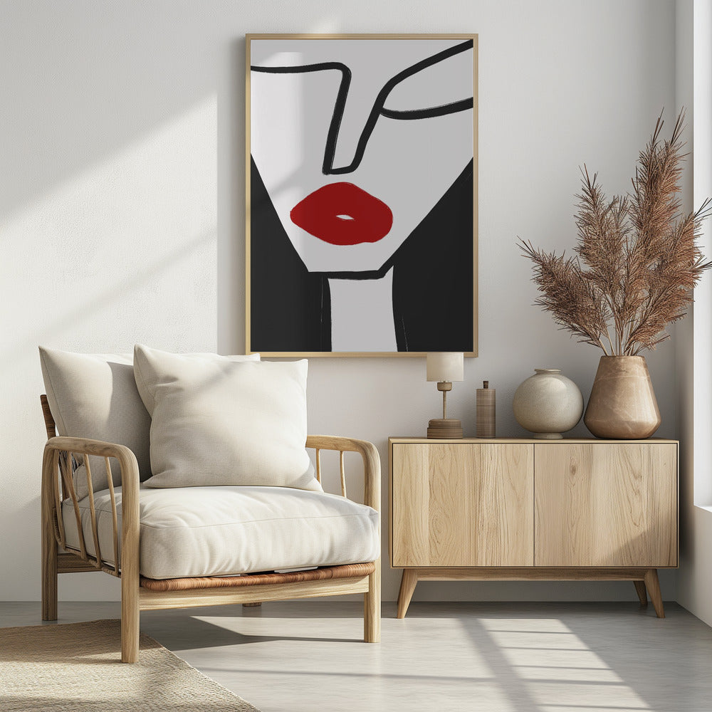 Opvallende rode lippen | Poster