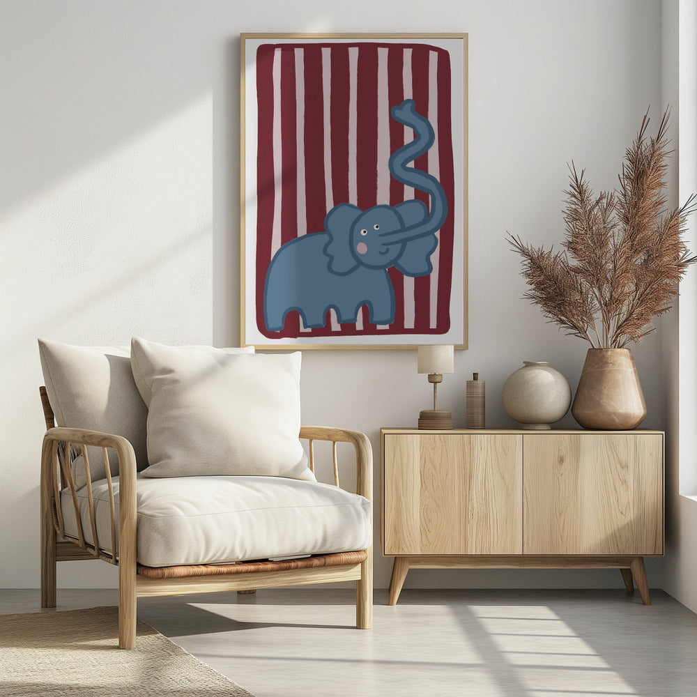 Nieuwsgierige blauwe olifant | Poster