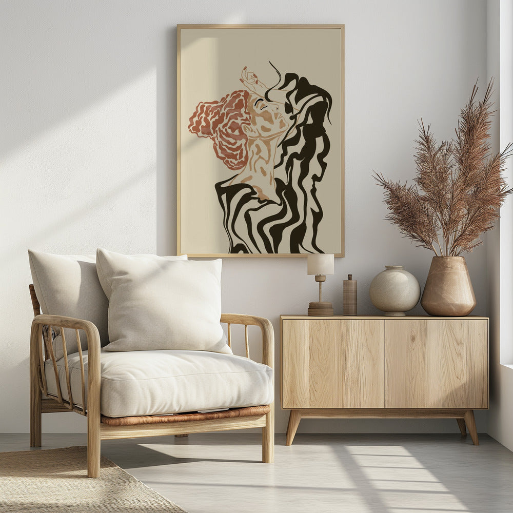 Vrouw in een gestreepte blouse | Poster