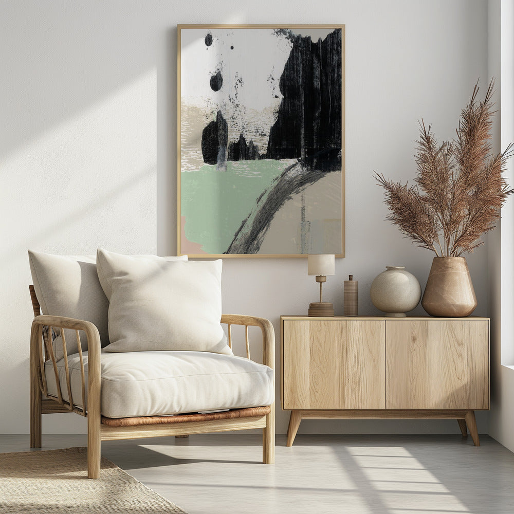 Dynamische penseelstreken en monochrome contrasten | Poster