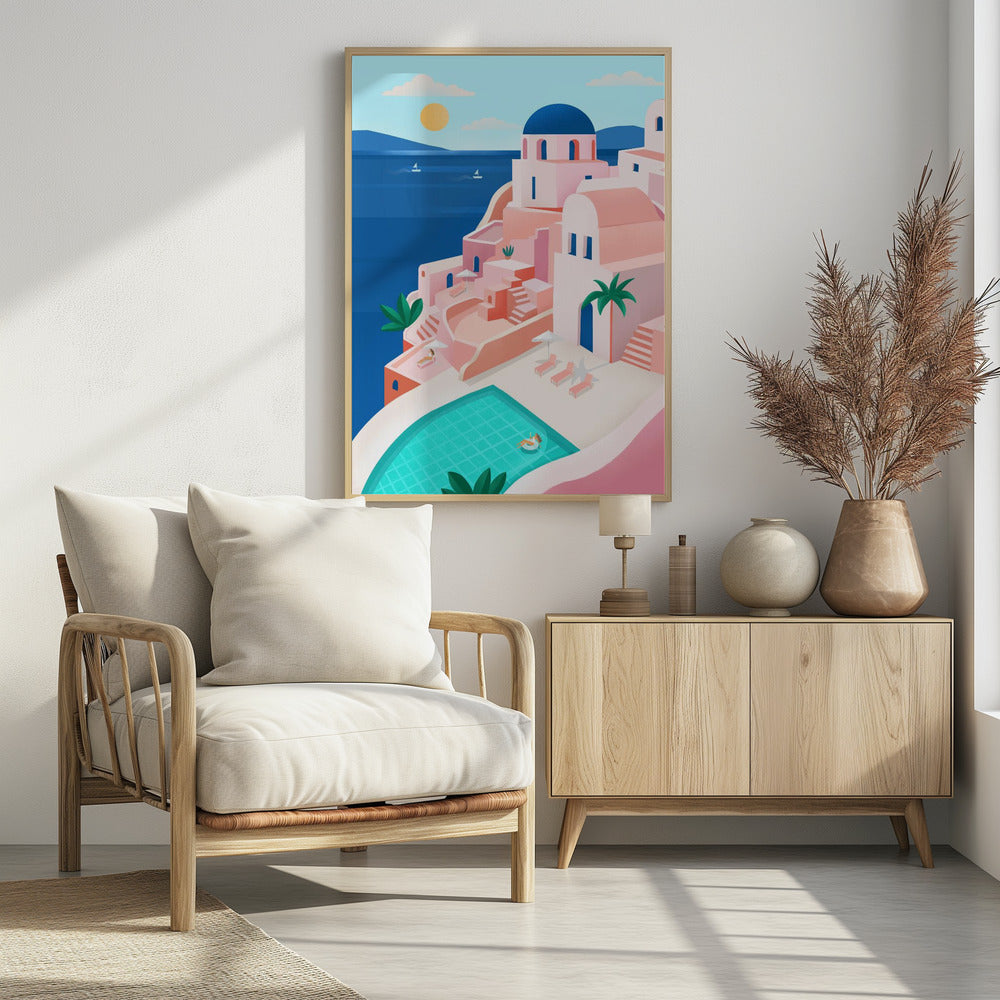 Rustig mediterraan kustlandschap | Poster