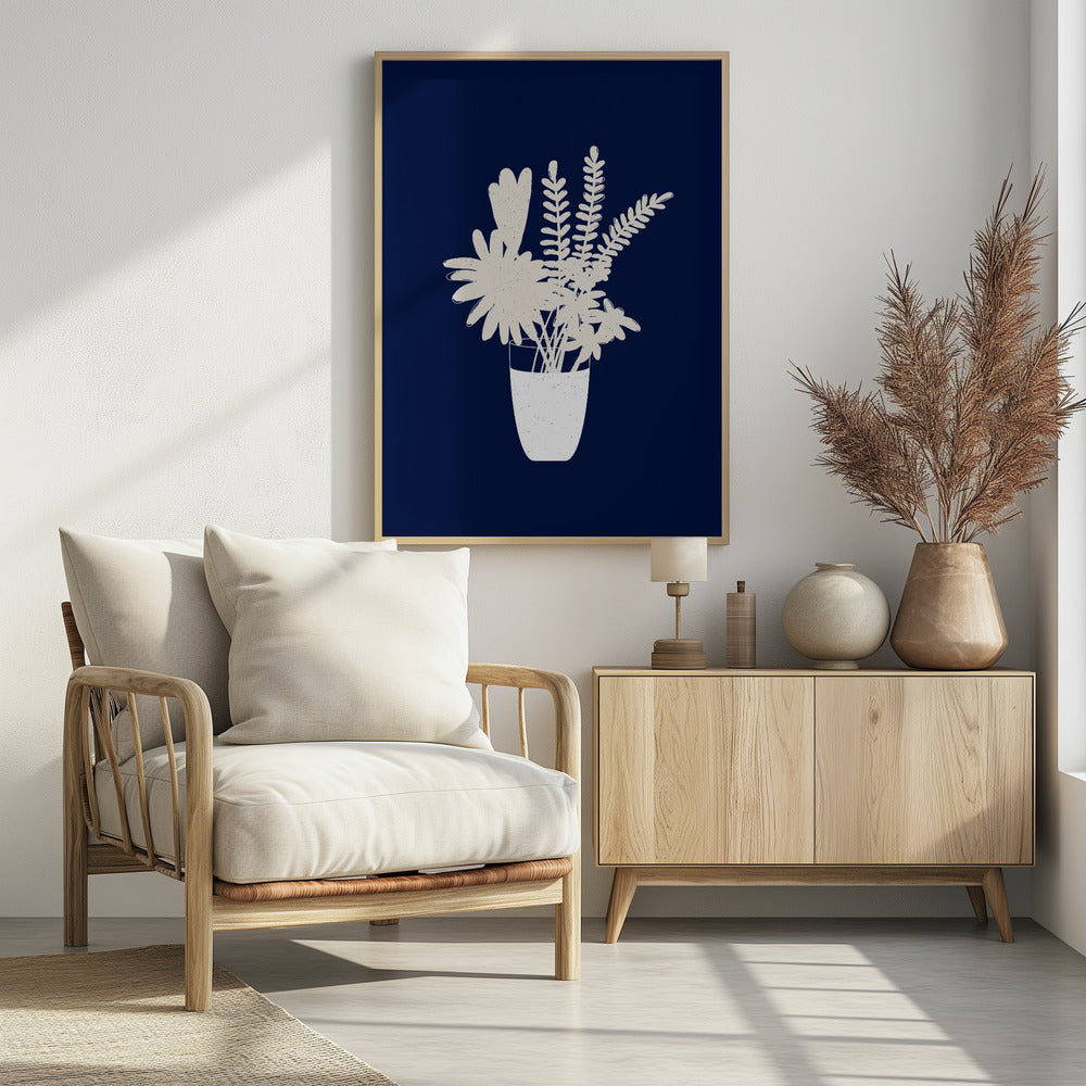 Sepia bloemensilhouet | Poster