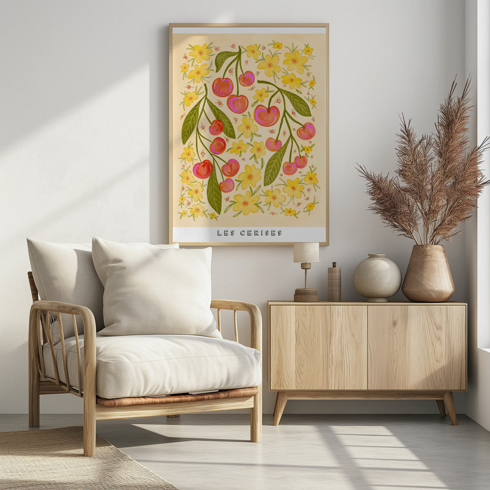 Speels kersenmotief | Poster