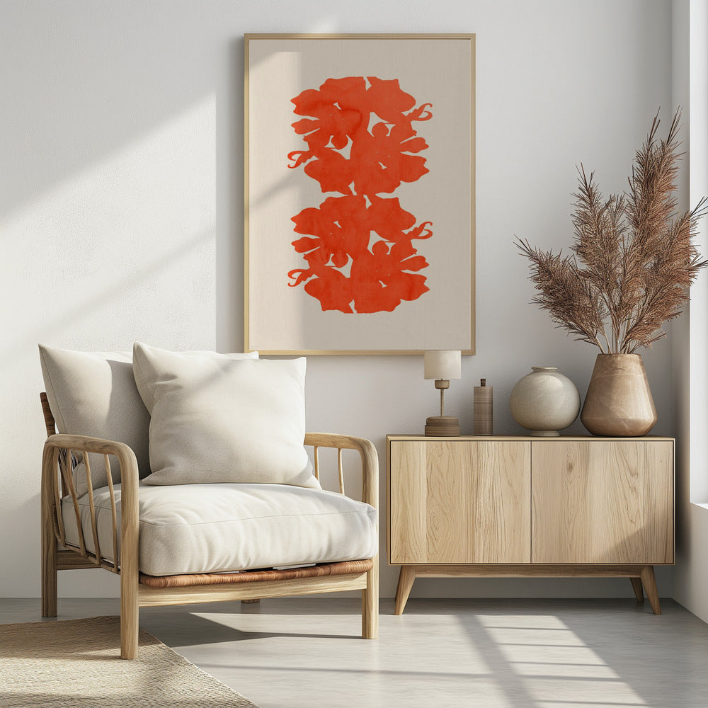 Oranje bloemensilhouetten | Poster