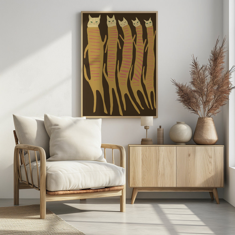 Vijf lange katten | Poster