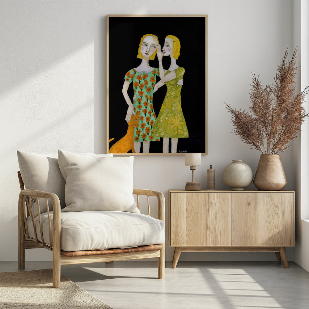 Beste vrienden met hun rode kat | Poster