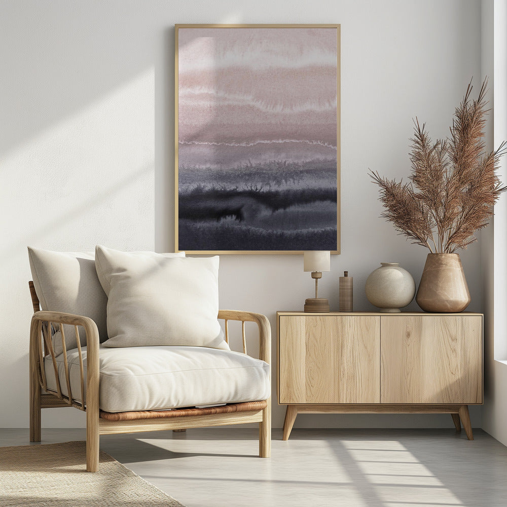 Binnen de getijden Zwart zandstrand | Poster