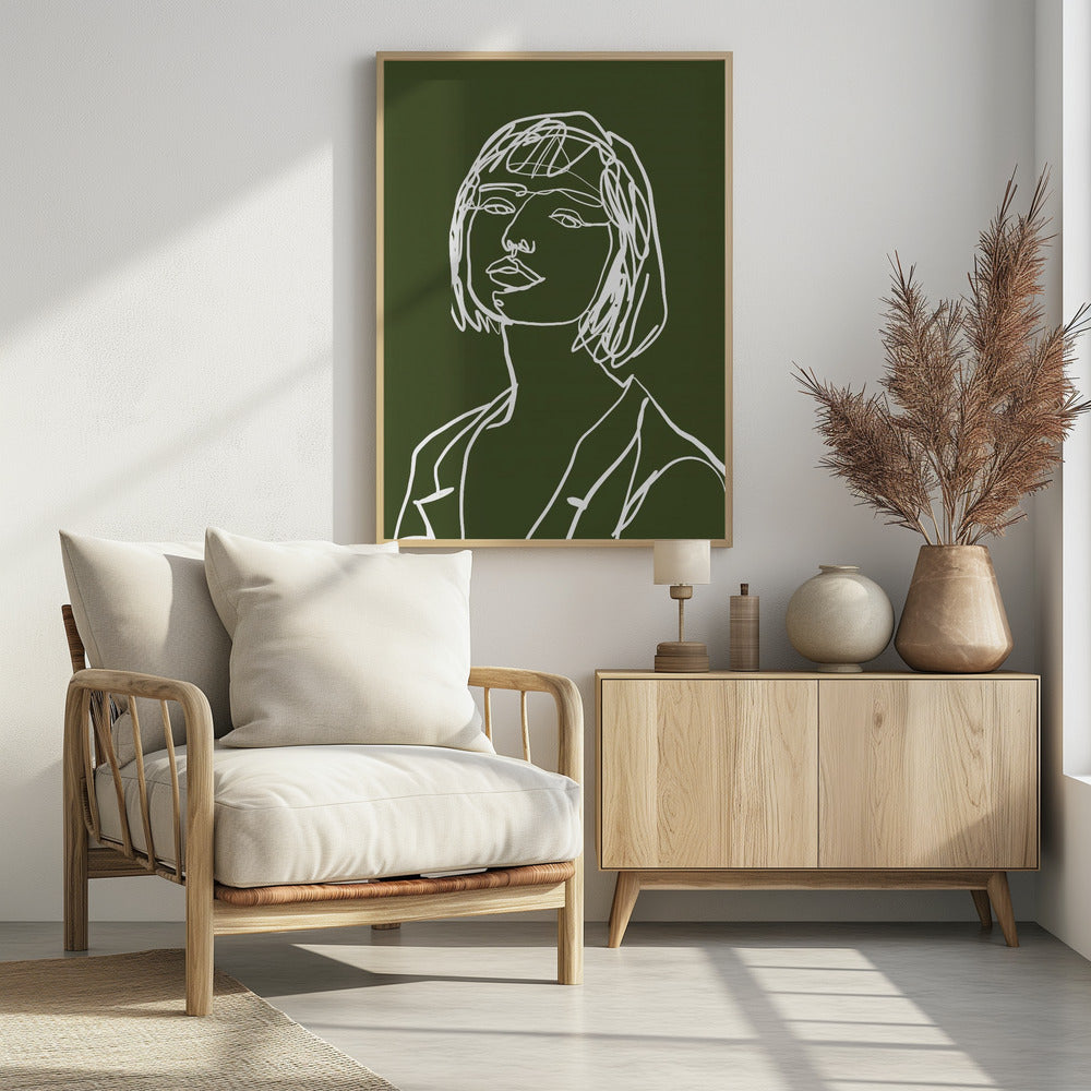 Lijnkunst vrouwelijk groen | Poster