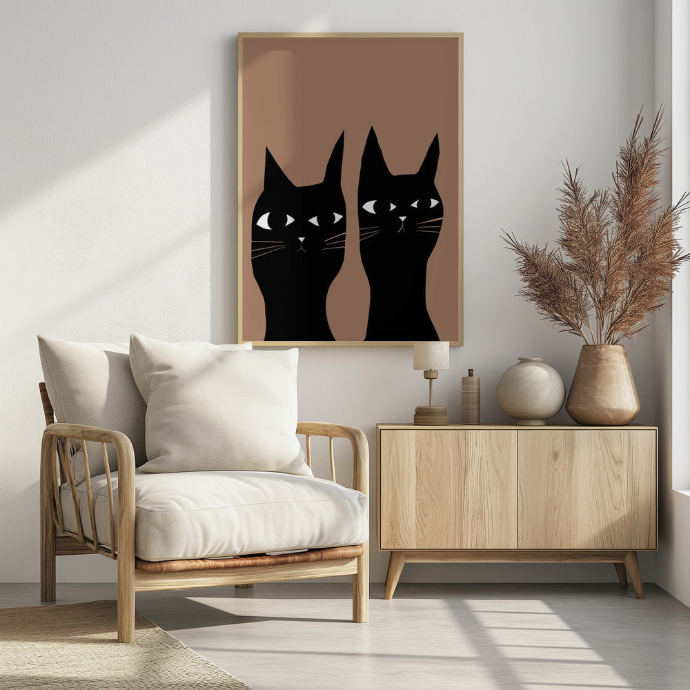 Twee zwarte katten | Poster