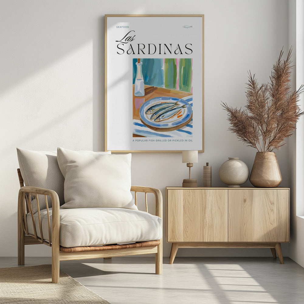 Bordje sardines met fles | Poster
