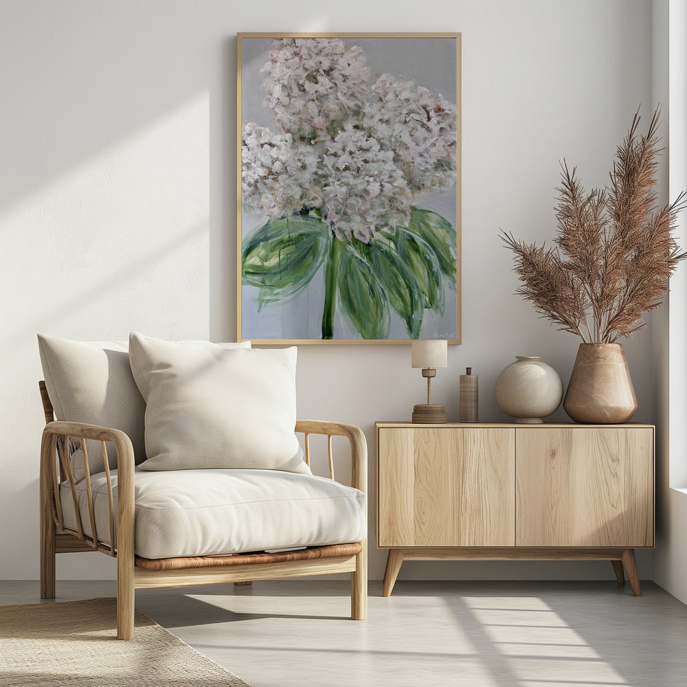 Witte hortensia bloei | Poster