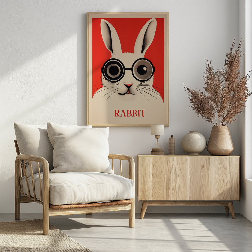 Konijn met oversized bril | Poster