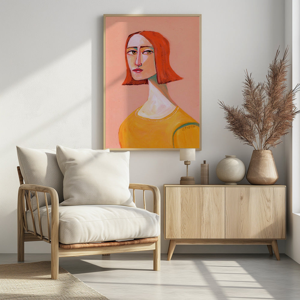 Roodharige dame met de look | Poster