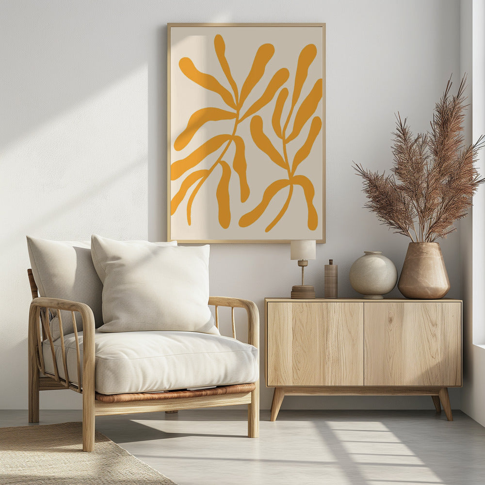 Silhouetten van gele bladeren | Poster