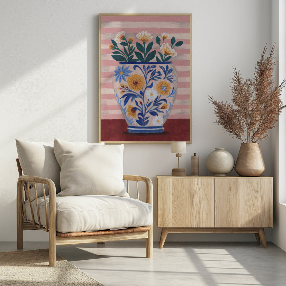 Potted Florals Pastels & Stripes | Poster