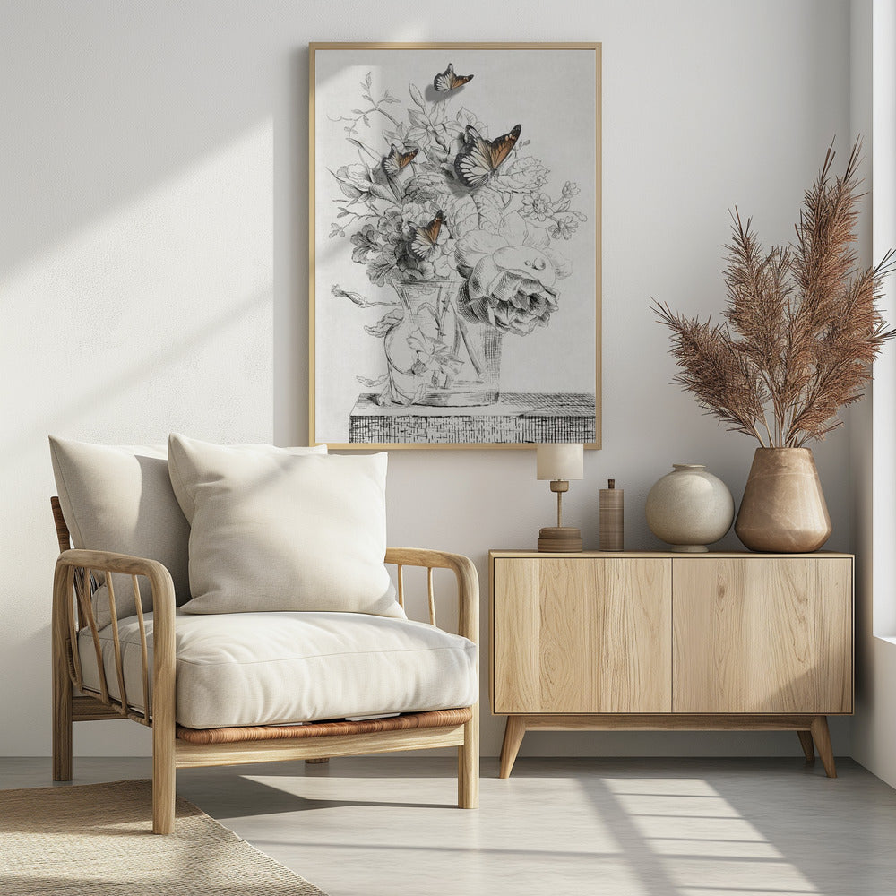 The Butterflies & The Vase With Flowers | Poster