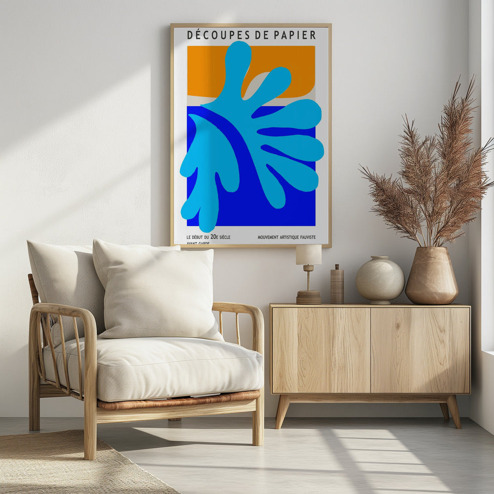 Blauwe Spatvormen | Poster