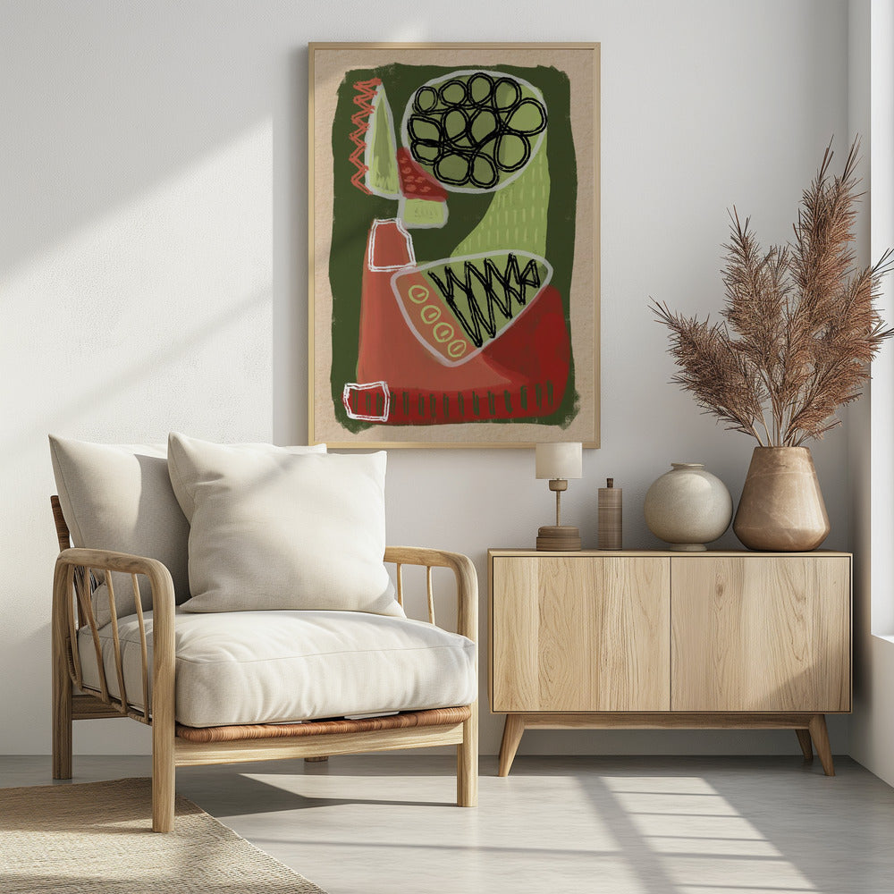 Abstract groen en rood | Poster