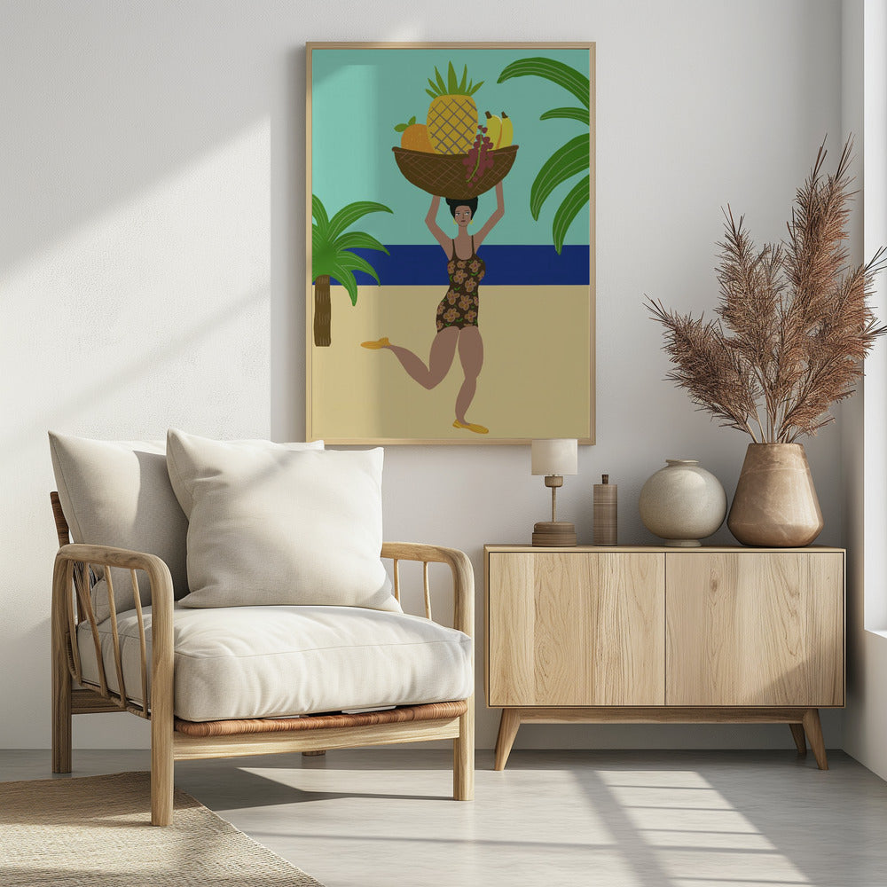 Tropisch fruit op het strand | Poster
