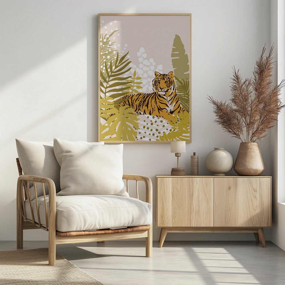 Tijger ligt neer bij Cats and Dotz 30 x 42 inch | Poster